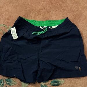 Polo Ralph Lauren Dark Blue Swim Trunks with Green Details